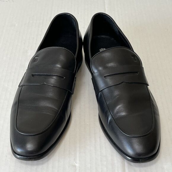 Tod\'s Men\'s Black Leather Stamped Logo Penny Loafers Slip On Shoes EU 43 US 10 main image 2